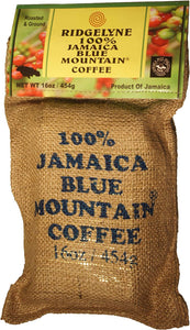 Ridgelyne 100% Jamaica Blue mountain Coffee Roasted and Ground 16oz